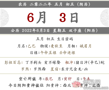 2022年虎年农历五月初五喜神在什么方位?