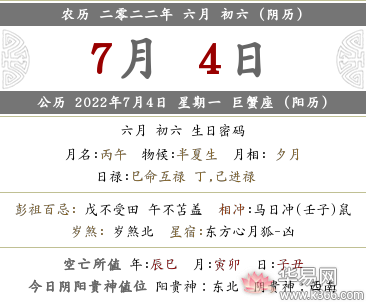 2022年农历六月初六喜神十二时辰都在什么方位?