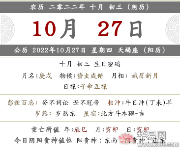 2022壬寅年十月初三日是公历几月几号星期几？