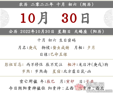 2022年农历十月初六是结婚黄道吉日吗?当天适宜办婚礼吗