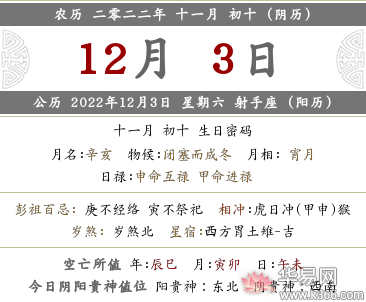 2022年农历十一月初十黄历详解，这天日子好吗？