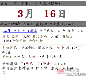 2023年二月二十五喜神方位在哪?