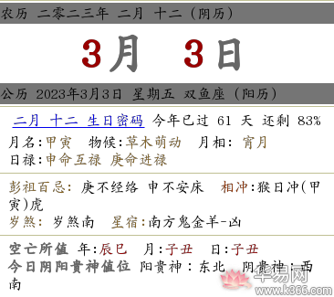 2023年农历二月十二各时辰吉凶和宜忌是什么?