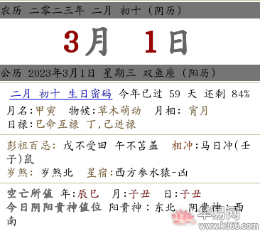 2023年农历二月初十时辰吉凶如何?宜什么忌什么?